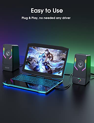 Computer Speakers, Upgraded Rgb Gaming Speakers With 7Color Backlit, 10W Usb Powered Volume Control Speaker, 2.0Ch Stereo Laptop Speaker With Microphone, Bluetooth&Usb Audio For Mac Desktop Pc Monitor #TOP3
