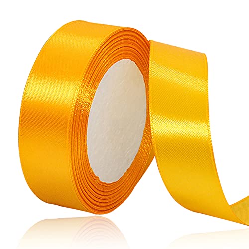 AHOMAME 1 Inch Yellow Satin Ribbon for Gift Wrapping, 25 Yards