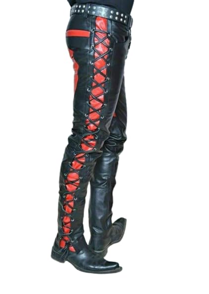 Geniune Traditional Cowboy Western Native American Biker Fashion Leather Pants