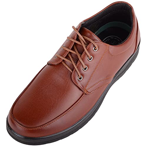 Zapatos cómodos casuales de piel sintética con cordones y espuma viscoelástica para hombre, marrón, 44 EU Cover
