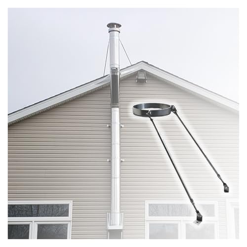Roof Chimney Bracket Kit with Storm Collar & Flashing, Galvanized Steel Adjustable Support for 3-10 Inch Stove Pipe