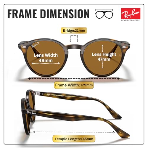 Image of Ray-Ban RB2180 Round Shaped Sunglasses for Men & Women with Official RAYBAN Eyewear Kit