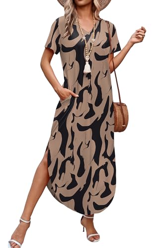 Image of WIHOLL Women's Summer Short Sleeve Dresses Maxi Dress Vacation Beach Sundresses 2026 with Pockets