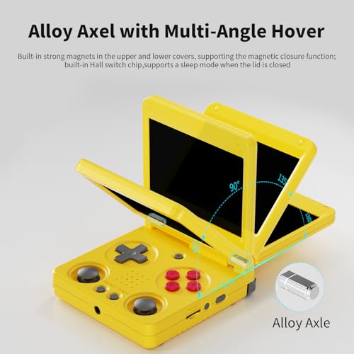 Image of Anbernic RG34XXSP Retro Handheld Game Console RG34XX SP Retro Gaming Console with 64G Preloaded 5000+ Games,3300 mAh Battey, Portable Pocket Arcade Support 30+ Simulators 5G WiFi Bluetooth HD Yellow