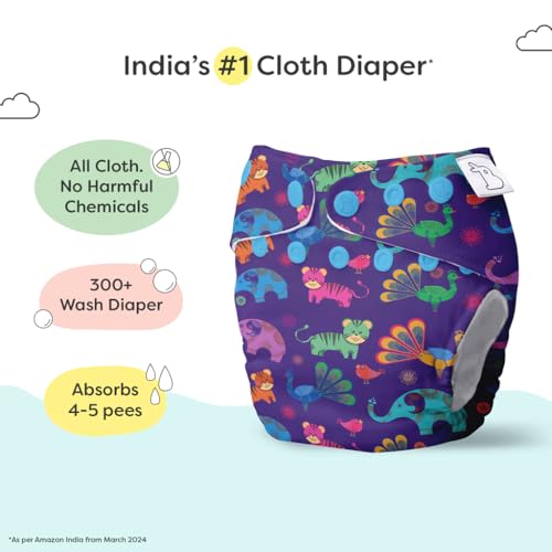 Image of SuperBottoms NEW UNO Freesize Cloth Diaper | Cloth diaper for babies 3M to 3Y | Washable & Reusable cloth diaper | Comes with cloth diaper insert | 1 Diaper and 1 Organic cotton Soaker