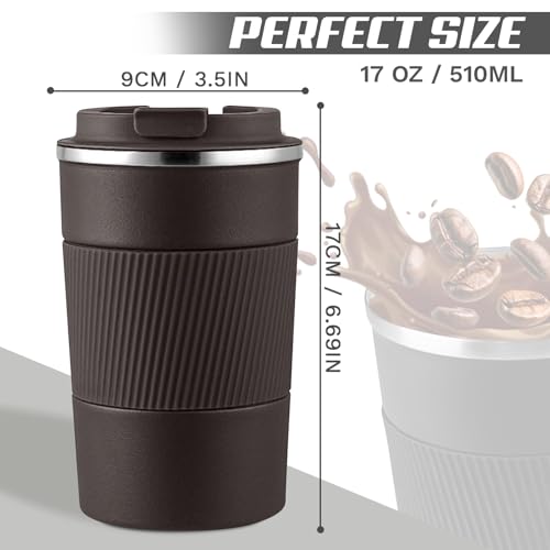 Image of Vacuum Insulated Stainless Steel Travel Coffee Mug,Leak Proof Cup with Lid | 304 stainless steel mug with vacuum insulation, leak proof lid, silicone grip and car cup holder friendly design
