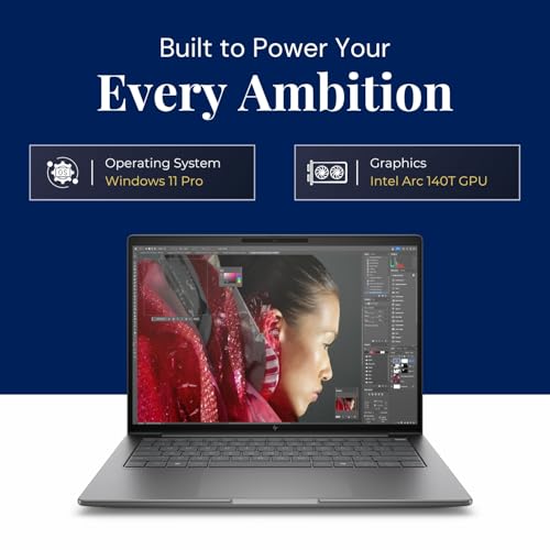 Image of HP Ultra 7 255H / 32 GB DDR5 RAM / 1 TB SSD /Windows 11 Pro /5 MP IR AI Camera / 14.0 inch AG WUXGA /Intel Wi-Fi 7 BE201 (2x2) and Bluetooth 5.4 /Fingerprint Reader (C1KK0PT)