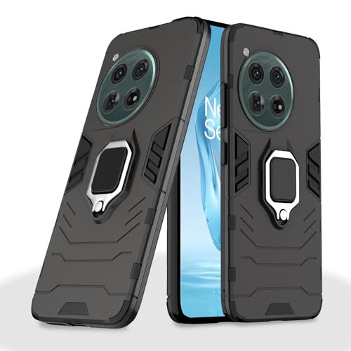 Image of Pikkme OnePlus 12 5G Back Cover | D5 Tough Armor Bumper | 360 Protection Case | Ring Holder Stand Case for OnePlus 12 5G (Black)