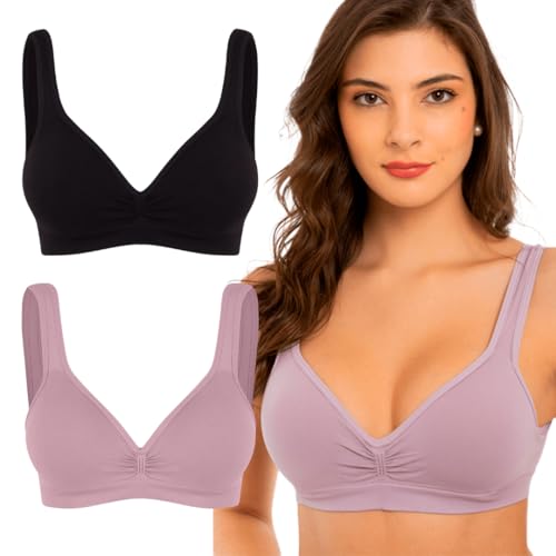 Kit 02 Sutiãs Sem Costura Trifil Daily T-Shirt Microfibra Feminino Adulto | 1 Preto - 1 Mousse | G