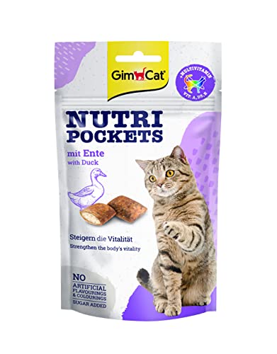 Bosch Goodies Vitality, 4 Unidades (4 x 450 g) 6 GimCat Nutri Pockets con Pato - Snack crujiente para gatos con relleno cremoso e ingredientes funcionales - 1 bolsa (1 x 60 g)