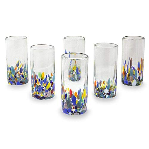 Sofia's Findings Artisan Crafted | Hand Blown Glasses Confetti Festival (Glass Highball (Set of 6))