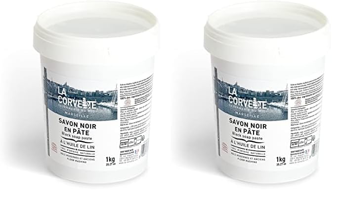La Corvette Savon Noir en Pâte à l'Huile de Lin Ecocert 1 kg (Lot de 2)