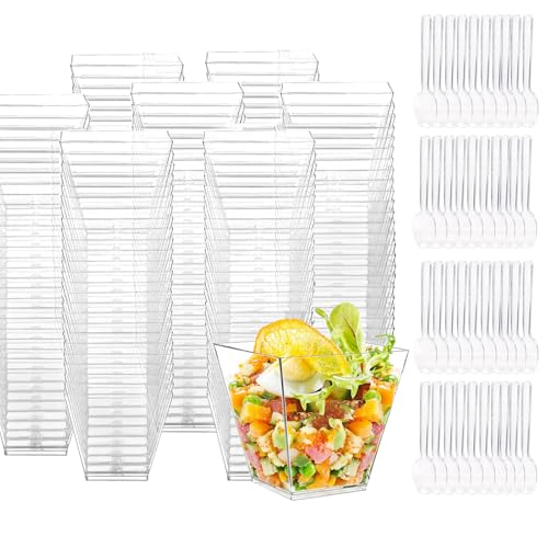 Tasses à Dessert, 100Pcs 60ml/2oz Coupes Gobelets Mini Tasses à Dessert Gobelets Verrines à...