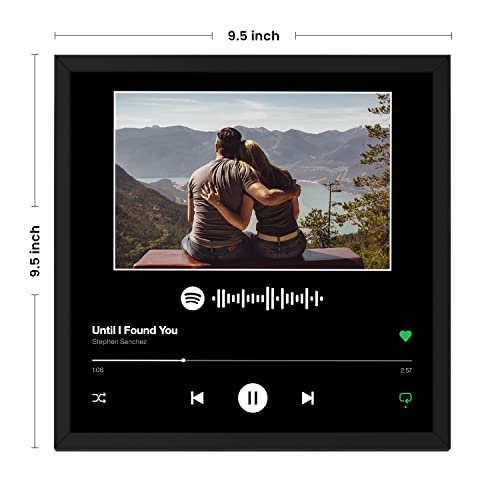 Image of Ritwika's Personalized Desk Photo Frame With Customizable Spotify Song And Photo Of Your Choice | Plaque For Your Loved Ones (Black Background - Table Spotify 9.5 X 9.5 Inch), Tabletop