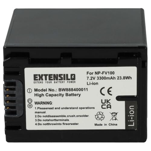 EXTENSILO 1x batería Compatible con Sony NEX-VG20E, NEX-FS100U, NEX-VG10E, NEX-F3KS, NEX-VG20, NEX-VG10 cámara (3300 mAh, 7,4 V, Li-Ion) - imagen 3