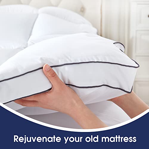 Ihanherry Extra Thick Mattress Topper Queen For Back Pain, Cooling & Breathable Mattress Pad Cover, Plush Soft Pillowtop With 8-21" Elastic Deep Pocket, All Season Bedding-White #TOP3