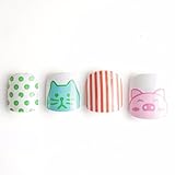 Cute Animals Children Fake Nails 24 Pcs Cat Pig Spot Lines Pre-glue Press on Nail Tips Nail Enfants Spots Embellishment