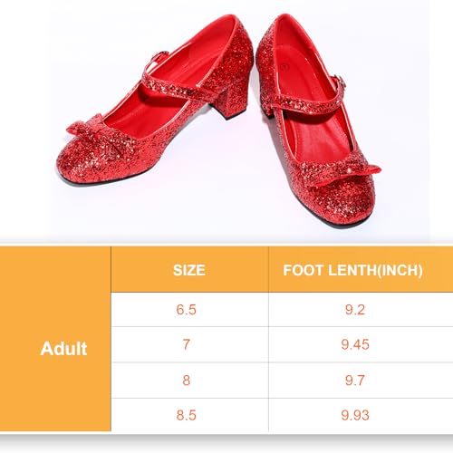 Haysandy Red Dress Shoes for Women Glitter Heels Women Costume Princess Shoes for Yellow Brick Road with Socks2