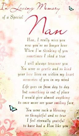 Neon Candy Nan Grave Card in Loving Memory Graveside Poem Verse Words Message Keepsake Memorial for Her