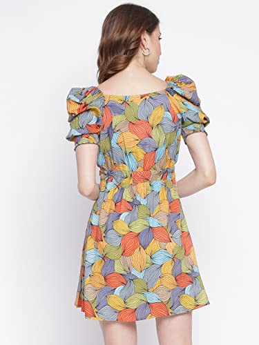 Image of IQRAAR Womens Rayon Printed Fit & Flared One Piece Dress