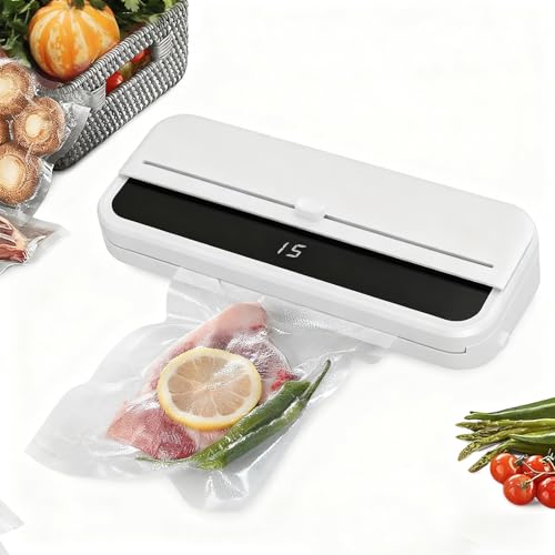 Selladora al Vacío Portátil, Selladora Automática para Alimentos con Cortador Incorporado, Modos Seco/húmedo, Selladora al Vacío Compacta para La Conservación de Alimentos