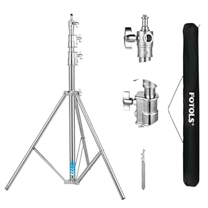 Stainless Steel Heavy Duty Photography Light Stand,9.2ft/2.8m Air Cushioned Studio Lighting Tripod for Speedlight,Strobe,Softbox,Monolight,Reflector