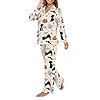 NRBEAWD Women's Polyester Pajamas Set with Pocket Long Sleeve Button Tops Pants Loungewear Soft Sleepwear XS-4XL, Black Cats Pumpkin, 3XL #1