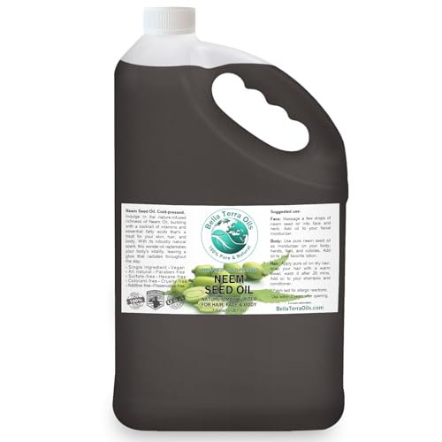 Bella Terra Oils Neem Seed Oil – 1 gallon, Ancient Beauty Secret, Clear Radiant Skin, Eco-Friendly, Premium, Often Used in Soapmaking Bella Terra Oils Neem Seed Oil – 1 gallon, Ancient Beauty Secret, Clear Radiant Skin, Eco-Friendly, Premium, Often Used in Soapmaking
