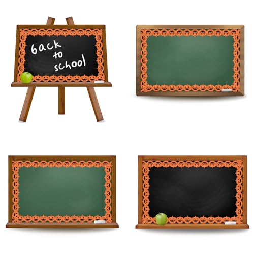 Image of Whaline 65.6Ft Halloween Bulletin Board Border Glitter Orange Pumpkin Die Cut Trim Border Roll for Spooky Chalkboard Wall Decor