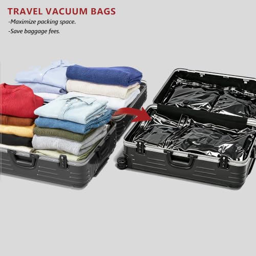 Image of Travel Vacuum Bags for Clothing with Cordless Pump 18 Combo, Black | Compression Packing Cubes Organizer Storage for Luggage Suitcase, Space Saver Seal Bags for Vacation Cruise