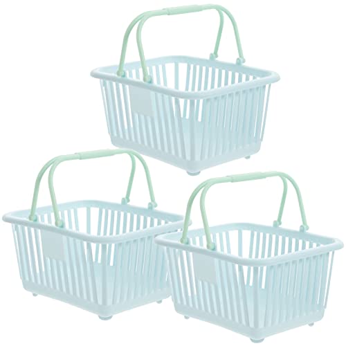 Toddmomy Grocery Basket 3Pcs Mini Shopping Basket, Plastic Gift Basket Grocery Basket Small Picnic Basket With Handles For Party Favors Kitchen Pretend Play , Blue Classroom Baskets #TOP6