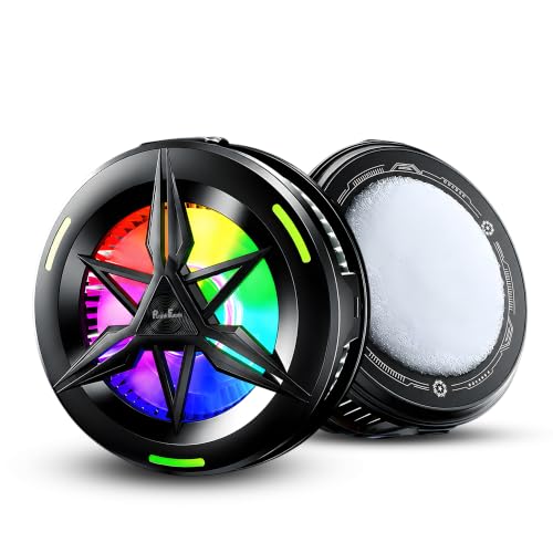 Image of PunnkFunnk Phone Cooler for Gaming, 5000 RPM 7-Blade Fan, RGB Light, Semiconductor Cooling Chip, Type-C Powered, LED Display, Clamp Mount Mobile Cooling Fan for Android & iOS (Black Max)