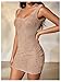Floerns Women's Sheer Mesh Sleeveless Tank Dress Rhinestone Party Bodycon Mini Dress Khaki Small