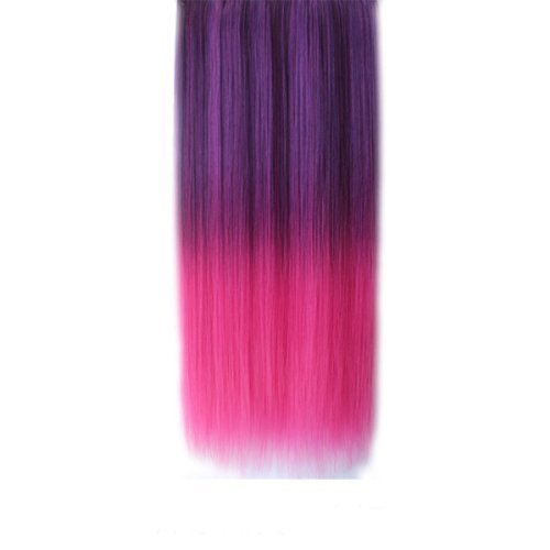 Fashion 23" Straight Full Head Clip in Hair Extensions Dark Purple to Hot Pink