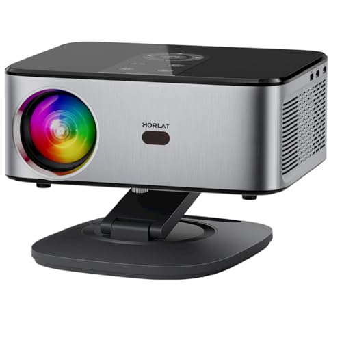 HORLAT Beamer 4K Heimkino, Full HD 1080P WiFi 6 Bluetooth Projektor, 50% Zoom, Projektor Mit 360° Drehbarem Ständer für TV Stick/Smartphone