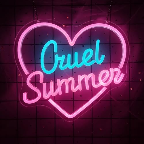 Image of Summer Neon Sign for Wall Decor Led Neon Light for Girls Bedroom Gift Decoration for Fans Pink and Blue Neon Sign for Music Party Supplies Birthday Gift for Sisters,Size11.8 * 10.5inch(JW010)