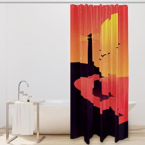 Rideau de douche motif coucher de soleil finition haut de gamme - 3