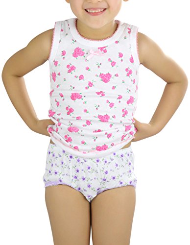 Image of ToBeInStyle Girl's 4 Item Pack 100% Cotton Tank Tops or Spaghetti Strap Camisole Soft Undershirts