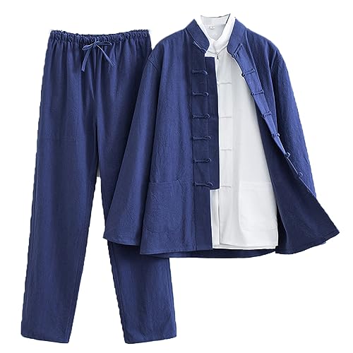 Costume Tang Traditionnel Chinois en Lin Noble : Tenue de Kung Fu pour Homme