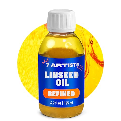 7 Artists Refined Linseed Oil for Painting 4.2 oz (125 ml) – Professional...