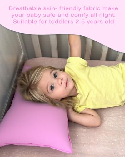 Image of ALVABABY Toddler Pillowcase Stretchy Nylon&Spandex Soft Kids Pillow Cover 2 Pack Fit 13 inchx 18 inch or 12 inchx16 inch Envelope for Girl Boy Travel Pink