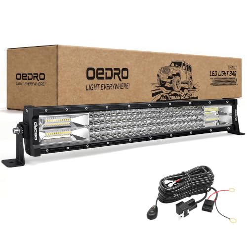 Image of OEDRO 22 Inch LED Light Bar 520W 36400LM Quad-Row with Wiring Harness | Spot Flood Combo Led Work Lights IP68 Grade Off Road Light 12V 24V Fit for Jeep Pickup SUV 4WD 4X4 ATV UTE Truck Tractor