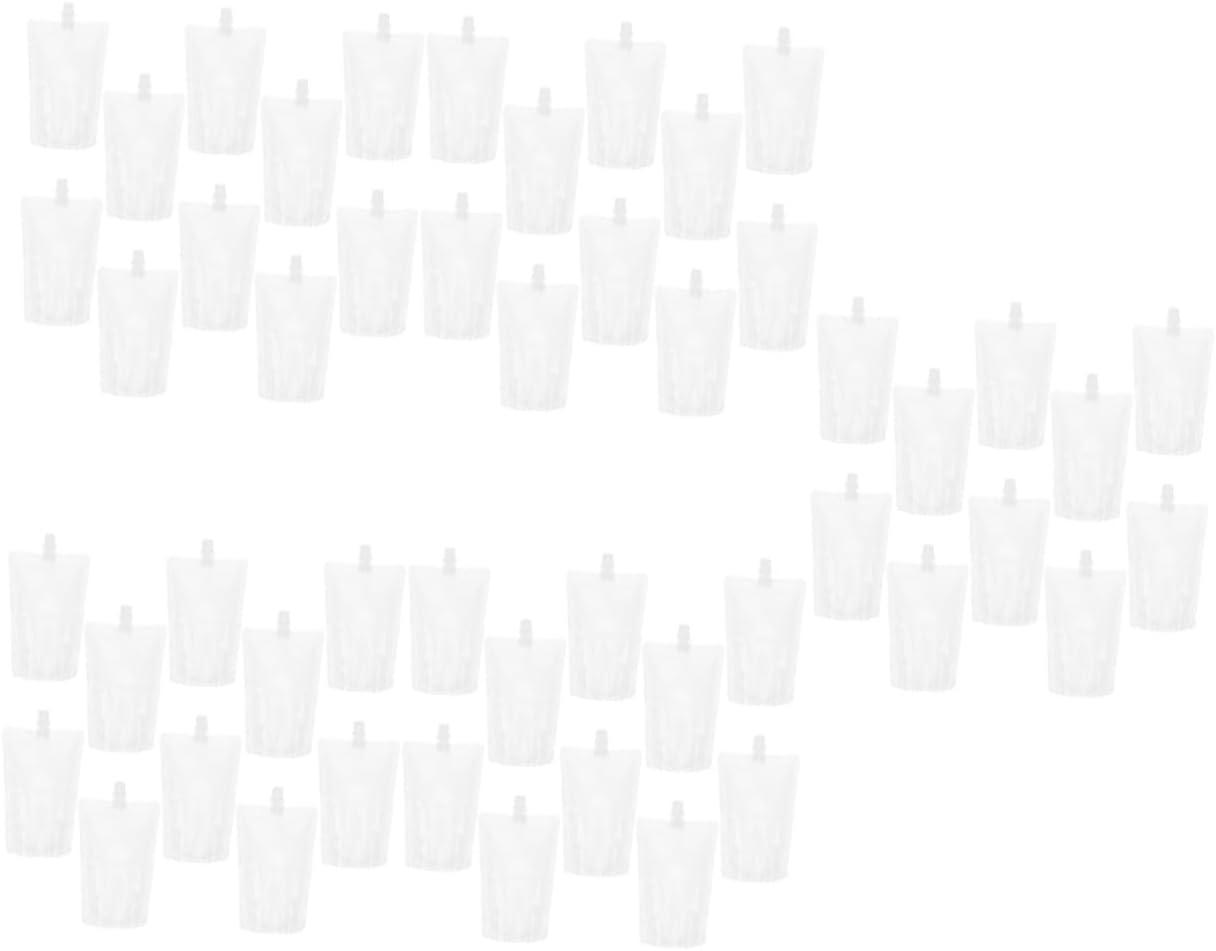 5sets Transparent Plastic Drinking Flasks Portable Sealed Pouches for Drinks Reusable Beverage Bags for Travel Camping and Outdoor Activities 50pcs*5