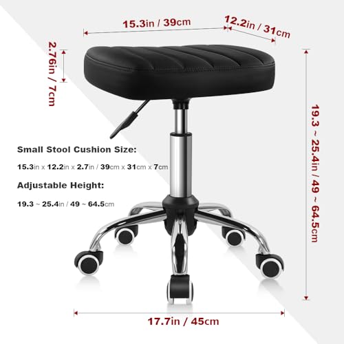Image of BFTOU Black Minimalist Square Swivel Stool with Wheel for Work SPA Shop Massage Height-Adjustable and Cost-Effective Rolling Stool Chair