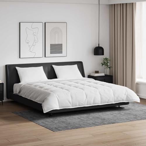 GeenYuu Juego de edredones con almohada, 3 piezas, color blanco, plumón, microfibra, algodón, 240 x 200 cm, transpirable, fácil de limpiar, para dormitorio, invierno, todo el año