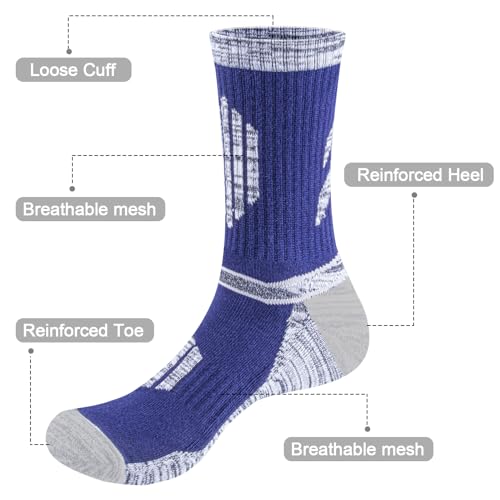 Men's Hiking Socks Moisture Wicking Mens Sock Cushioned Casual Athletic Sock Comfort Work Socks for Men, 5 Pairs3