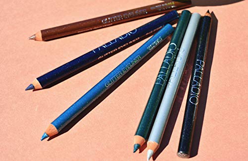 Palladio Glitter Eyeliner Pencil, Longlasting Creamy Cosmetic Pencil, Shimmer Eye Liner, Buttery Smooth Tip, Professional Makeup Glittery Pencil, Sharpenable, Black Sparkle #TOP6