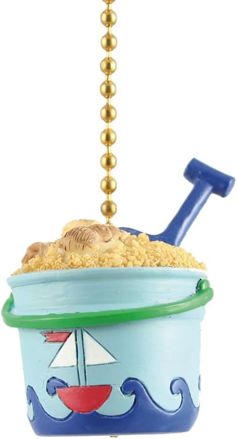 Clementine Design Sand Bucket Coastal Ceiling Fan Pull Chain Light Nautical Beach Ocean Sea Life Decorative Extension
