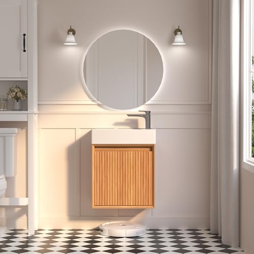 16" Bathroom Vanity with Sink, Modern Wall Mounted Floating Vanity