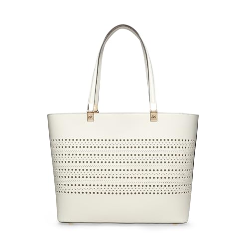 Bolso tote perforado Anne Klein con estuche de paja miniatura 2